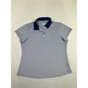 Vineyard Vines Polo Shirt Womens Large Gray Performance Short Sleeve Collared